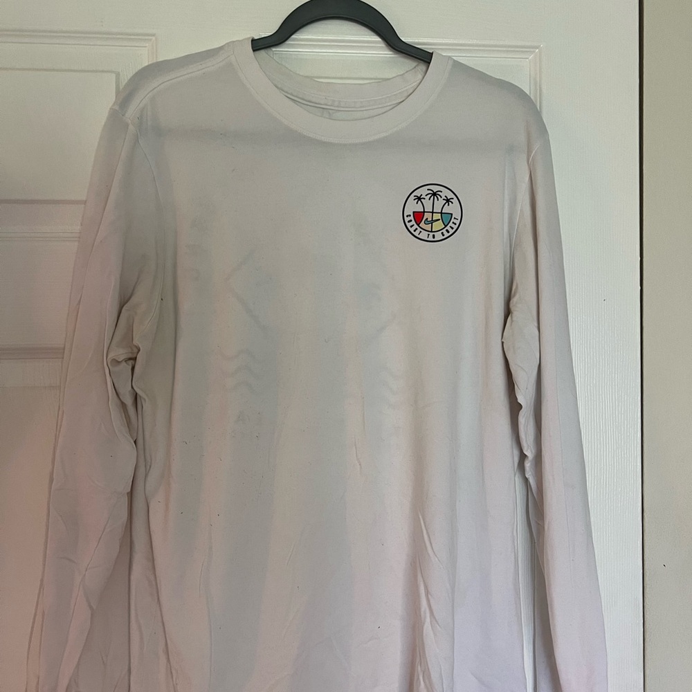Nike White Long Sleeve Tee with Palm Logo